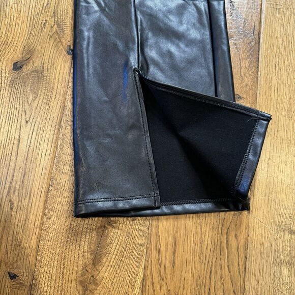 NWT Abercrombie & Fitch Women’s Sz Small 100% Vegan Leather Split-Hem Pants - Picture 6 of 8
